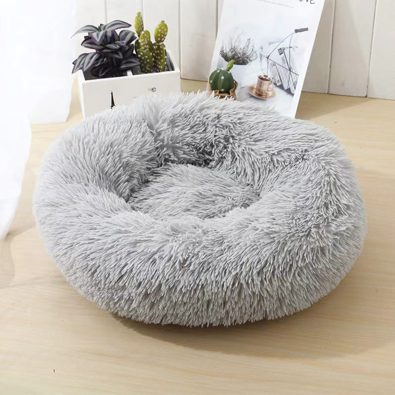 Cozy Plush Soft Fluffy Pet Bed Dog Cat Bed (Light Grey, 40cm) - Image 5