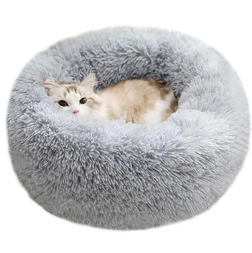 Cozy Plush Soft Fluffy Pet Bed Dog Cat Bed (Light Grey, 50cm) - Image 16