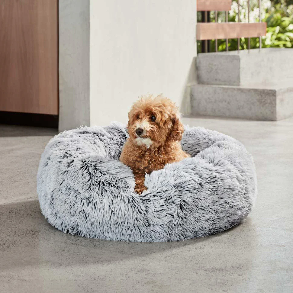 Cozy Plush Soft Fluffy Pet Bed Dog Cat Bed (Light Grey, 50cm) - Image 4