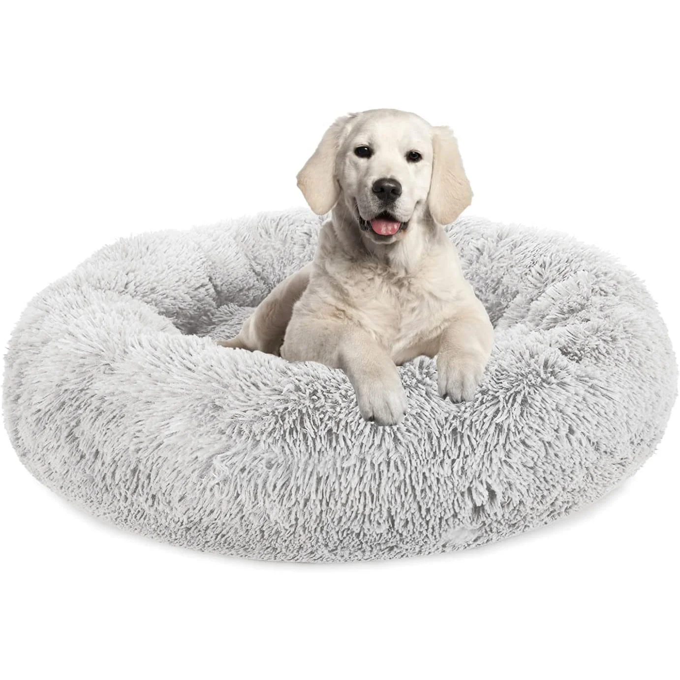 Cozy Plush Soft Fluffy Pet Bed Dog Cat Bed (Light Grey, 50cm) - Image 9