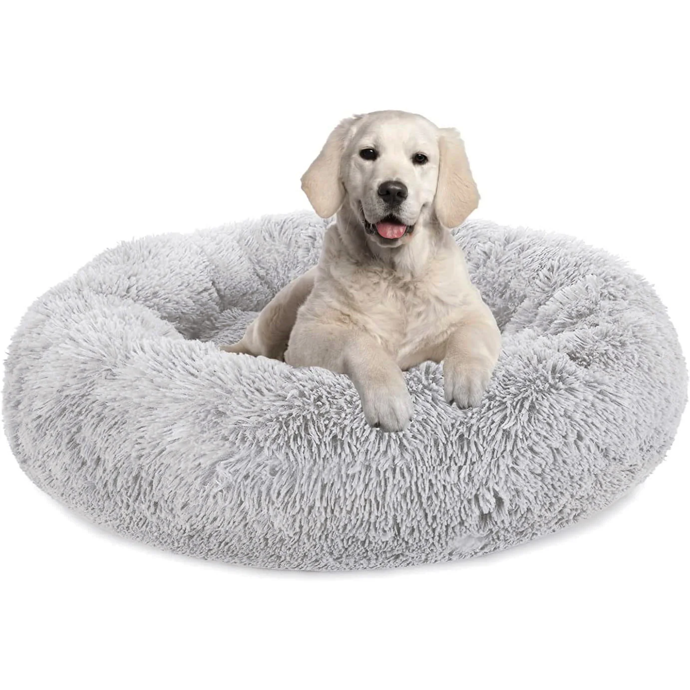 Cozy Plush Soft Fluffy Pet Bed Dog Cat Bed (Light Grey, 60cm) - Image 15