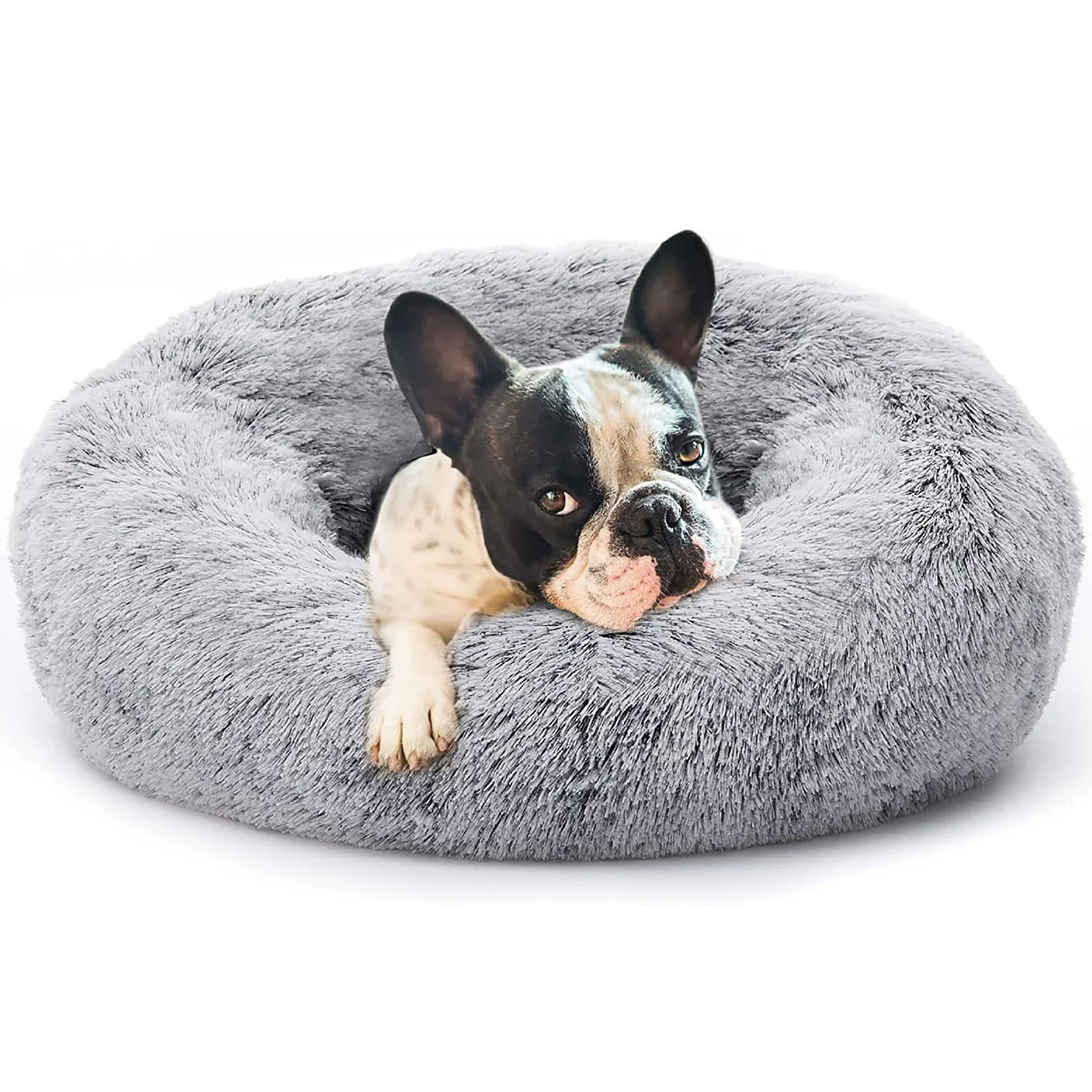 Cozy Plush Soft Fluffy Pet Bed Dog Cat Bed (Light Grey, 70cm) - Image 13