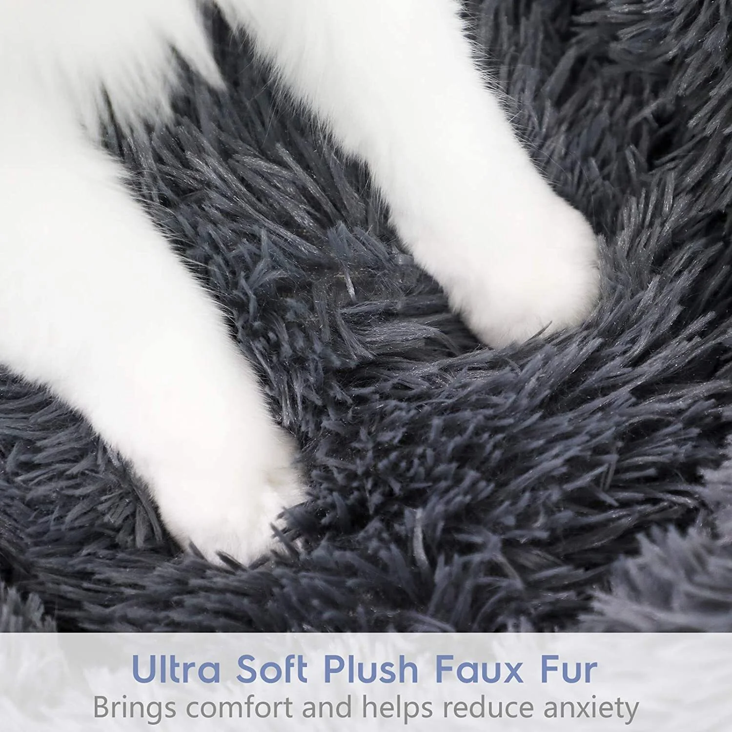 Cozy Plush Soft Fluffy Pet Bed Dog Cat Bed (Light Grey, 70cm) - Image 15