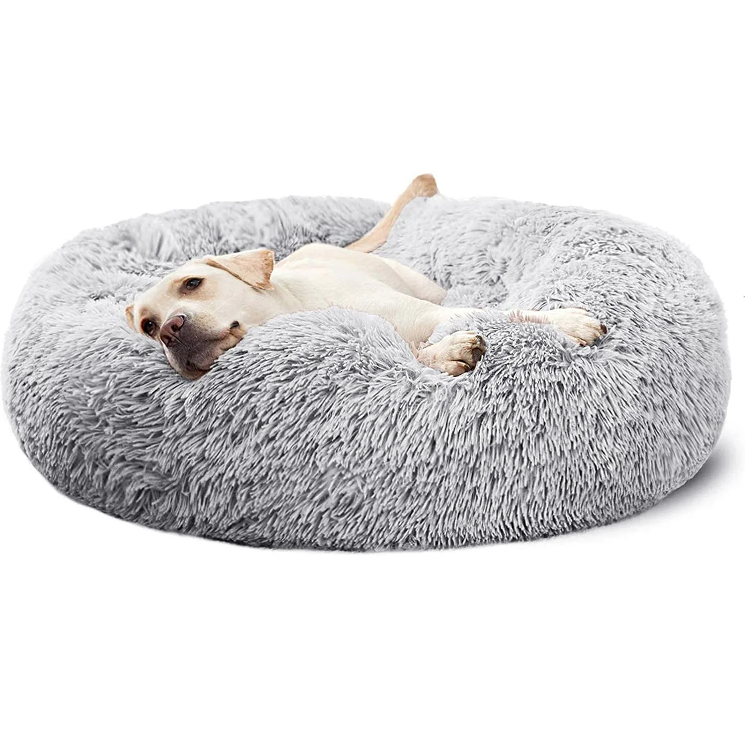Cozy Plush Soft Fluffy Pet Bed Dog Cat Bed (Light Grey, 70cm) - Image 4