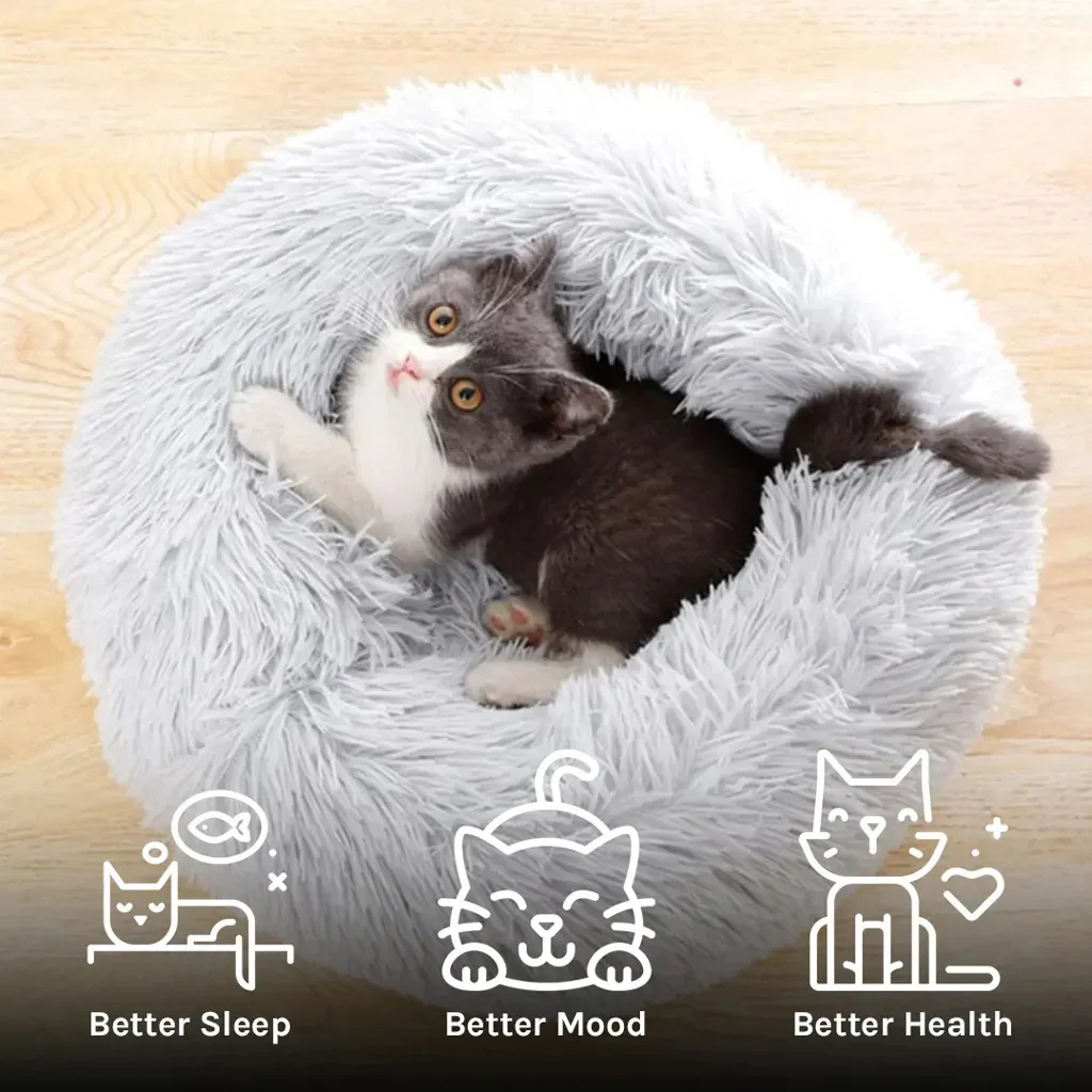 Cozy Plush Soft Fluffy Pet Bed Dog Cat Bed (Pink, 40cm) - Image 9