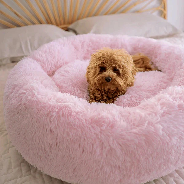 Cozy Plush Soft Fluffy Pet Bed Dog Cat Bed (Pink, 50cm) - Image 4