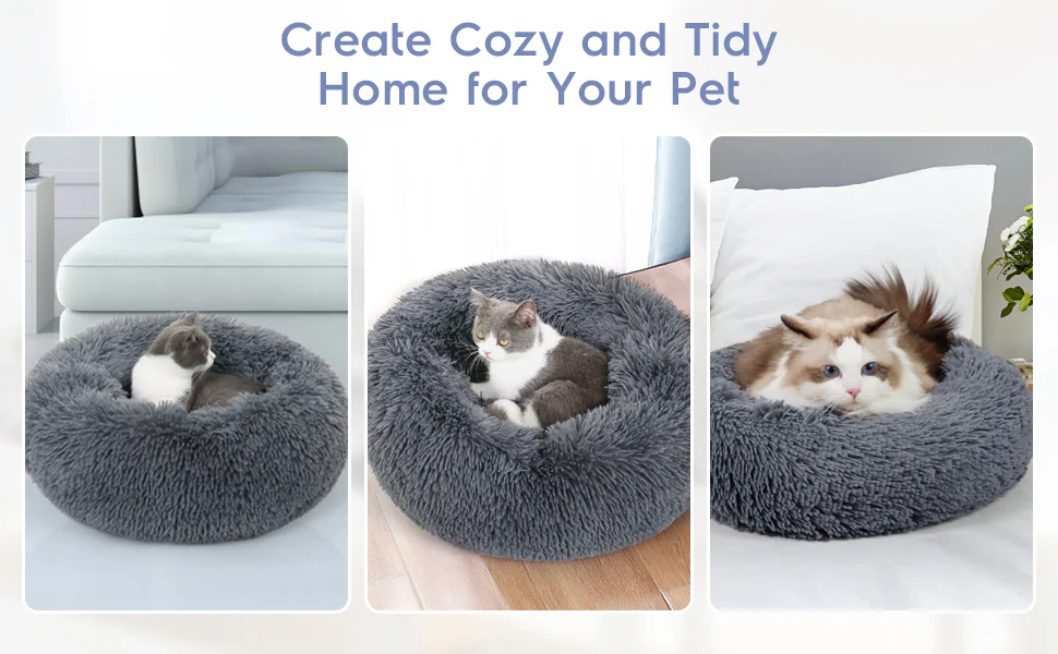 Cozy Plush Soft Fluffy Pet Bed Dog Cat Bed (Pink, 60cm) - Image 14