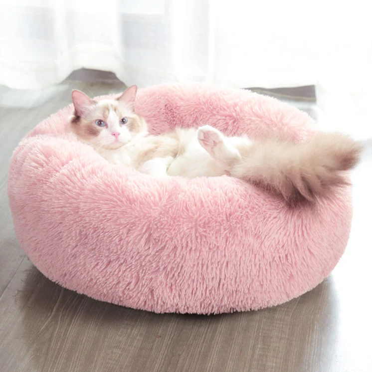Cozy Plush Soft Fluffy Pet Bed Dog Cat Bed (Pink, 60cm) - Image 9