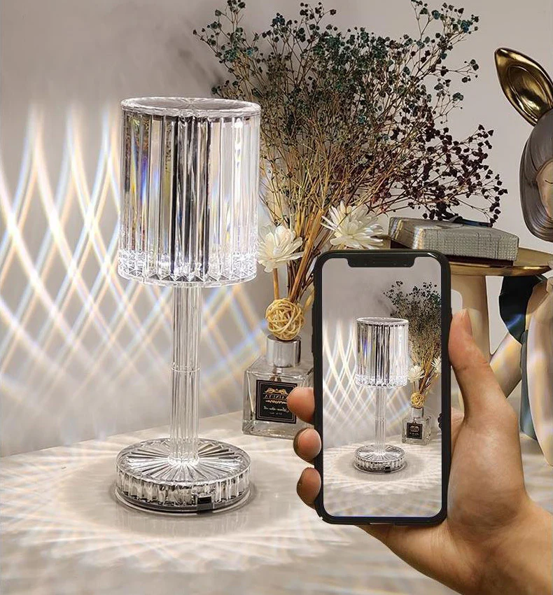 Crystal Cylinder LED Table Lamp Touch Sensor Night Light - Image 10