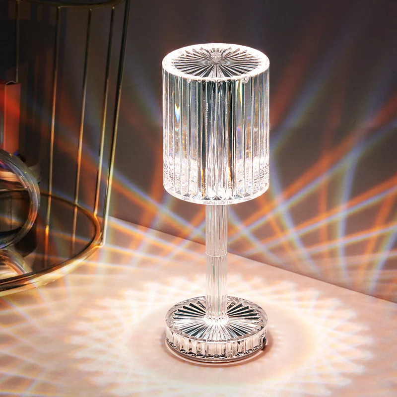 Crystal Cylinder LED Table Lamp Touch Sensor Night Light - Image 2