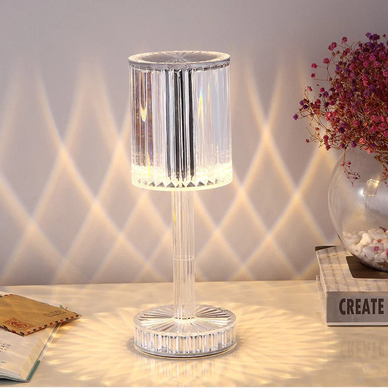 Crystal Cylinder LED Table Lamp Touch Sensor Night Light - Image 4