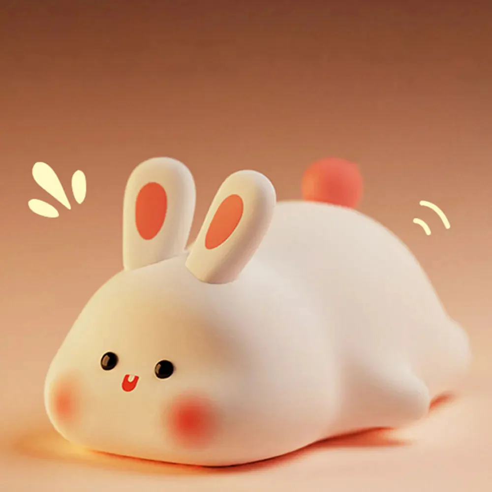 Cute Bunny Silicone LED Touch Sensor Dimmable Portable USB Rechargeable Lamp Night Light - Image 4