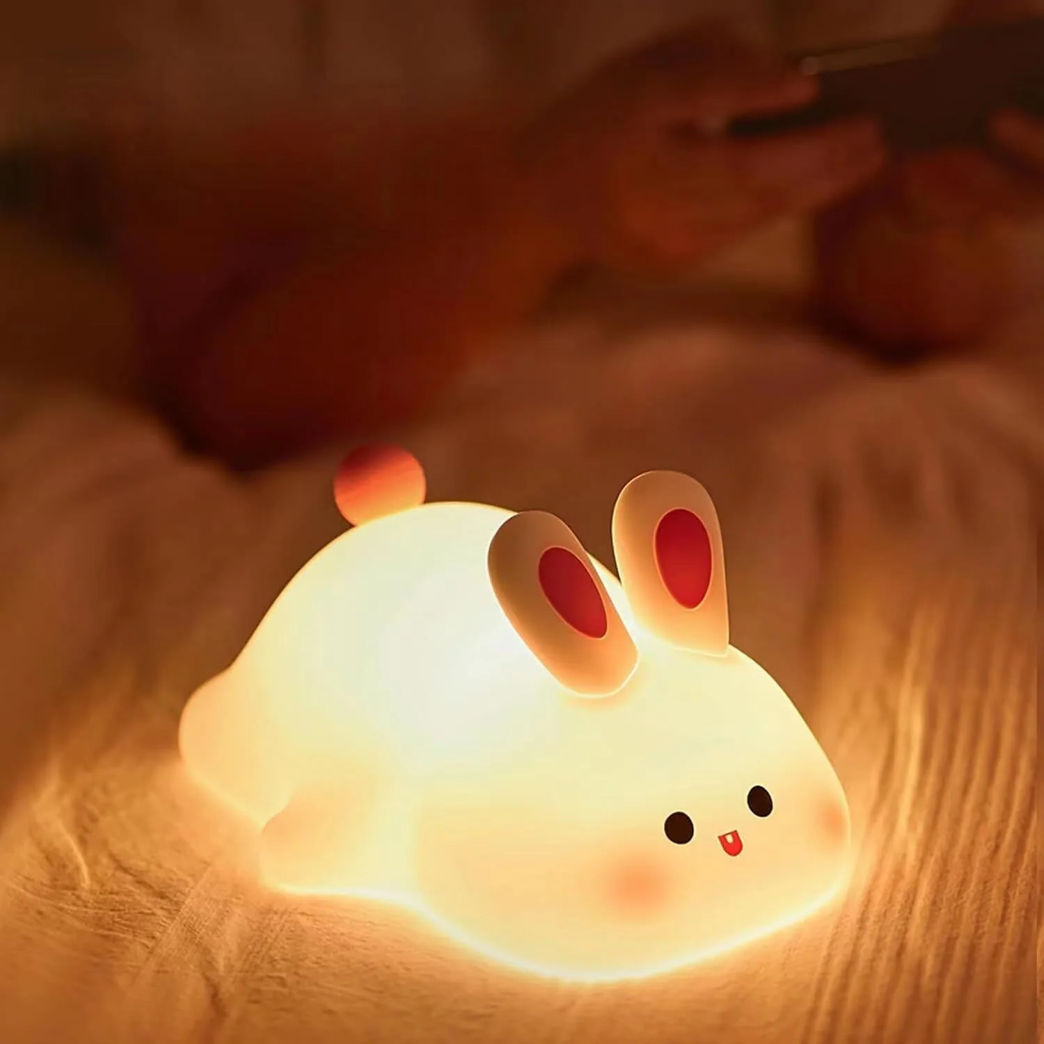 Cute Bunny Silicone LED Touch Sensor Dimmable Portable USB Rechargeable Lamp Night Light - Image 9