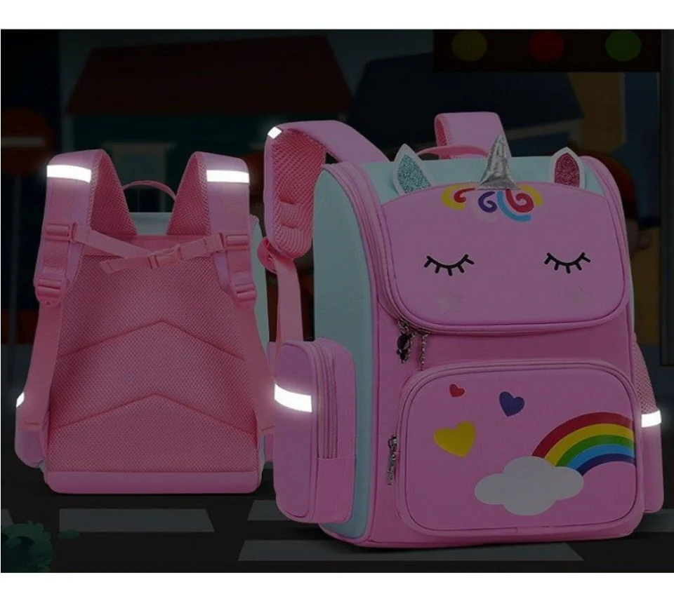 Cute Unicorn Backpack School Bag Girl's Pink Shoulder Bag - Image 4