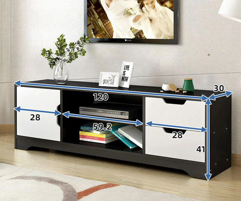Delta TV Cabinet Entertainment Unit (Black & White) - Image 3