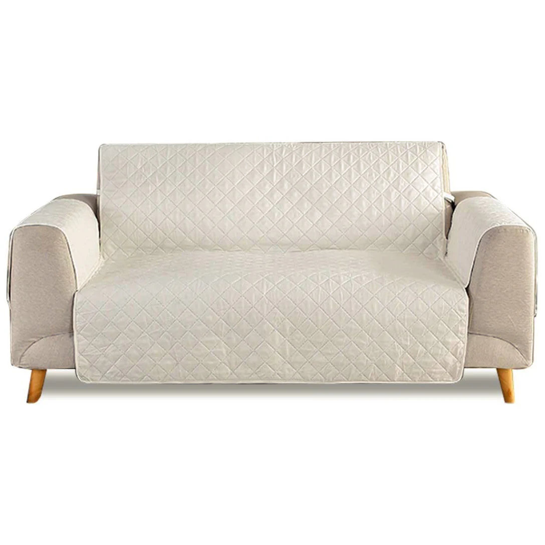Deluxe 2-Seater Sofa Slipcover Quilted Couch Cover Water Resistant Furniture Protector (Cream) - Image 10
