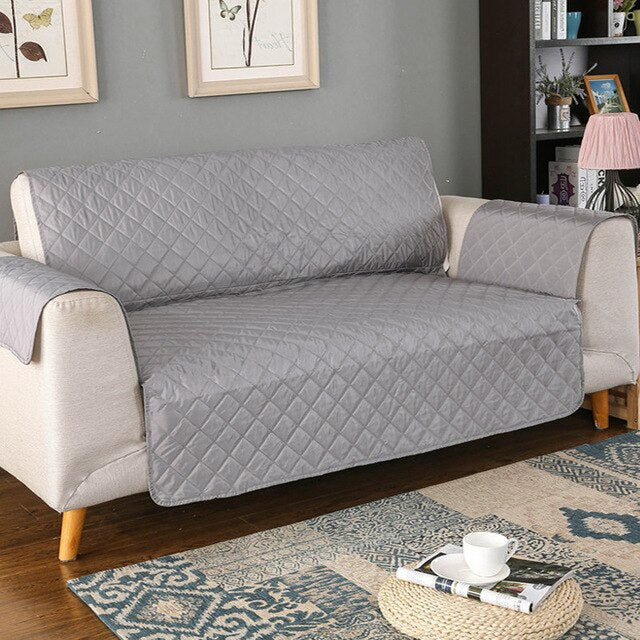 Deluxe 2-Seater Sofa Slipcover Quilted Couch Cover Water Resistant Furniture Protector (Grey) - Image 5
