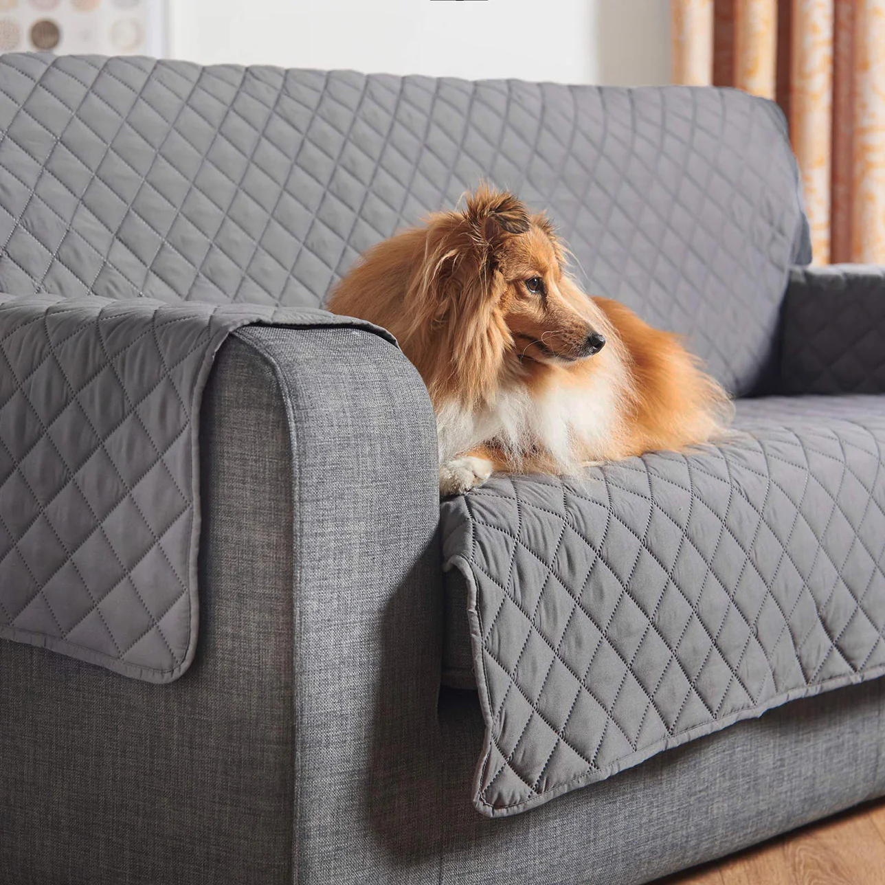 Deluxe 3-Seater Sofa Slipcover Quilted Couch Cover Water Resistant Furniture Protector (Grey) - Image 12