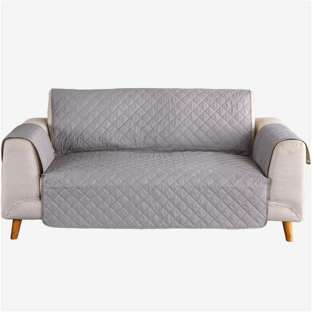 Deluxe 3-Seater Sofa Slipcover Quilted Couch Cover Water Resistant Furniture Protector (Grey) - Image 8