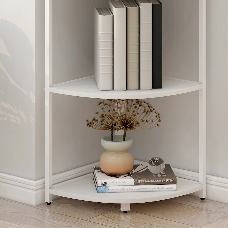 Optima 5 Tier Wood & Steel Corner Shelf Organizer Unit (White) - Image 15