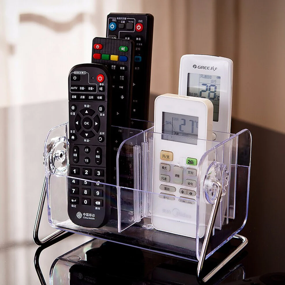 Deluxe Clear Acrylic Remote Control Holder 6 Storage Shelf - Image 10