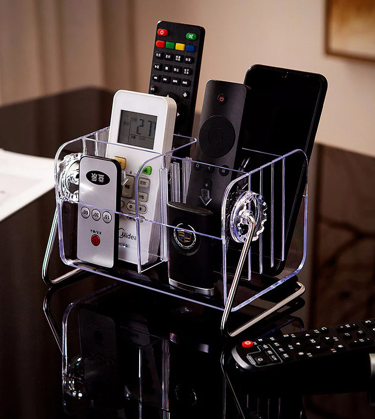 Deluxe Clear Acrylic Remote Control Holder 6 Storage Shelf - Image 2