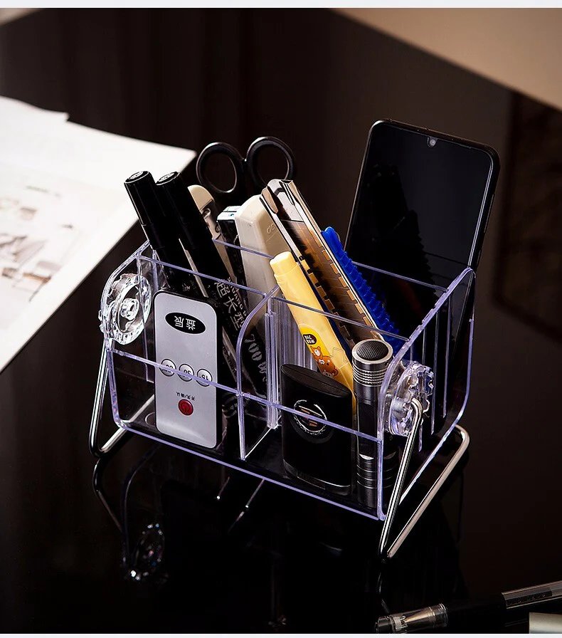 Deluxe Clear Acrylic Remote Control Holder 6 Storage Shelf - Image 4