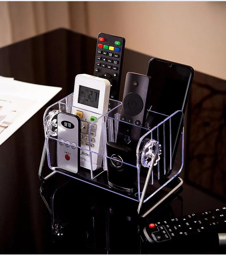 Deluxe Clear Acrylic Remote Control Holder 6 Storage Shelf - Image 5