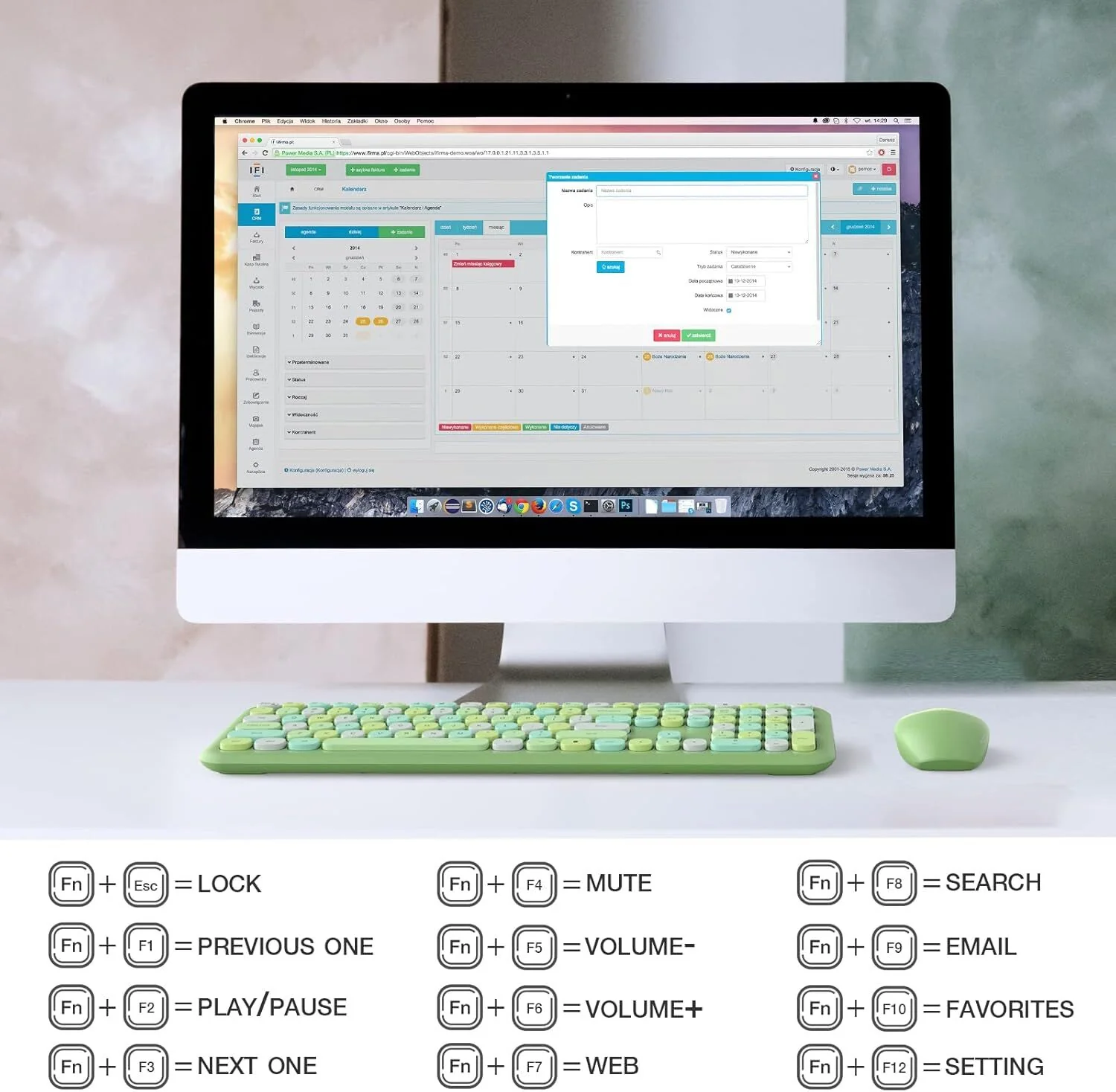 Deluxe Colourful Wireless Mechanical Keyboard and Mouse Combo Set (Green Mixed) - Image 10