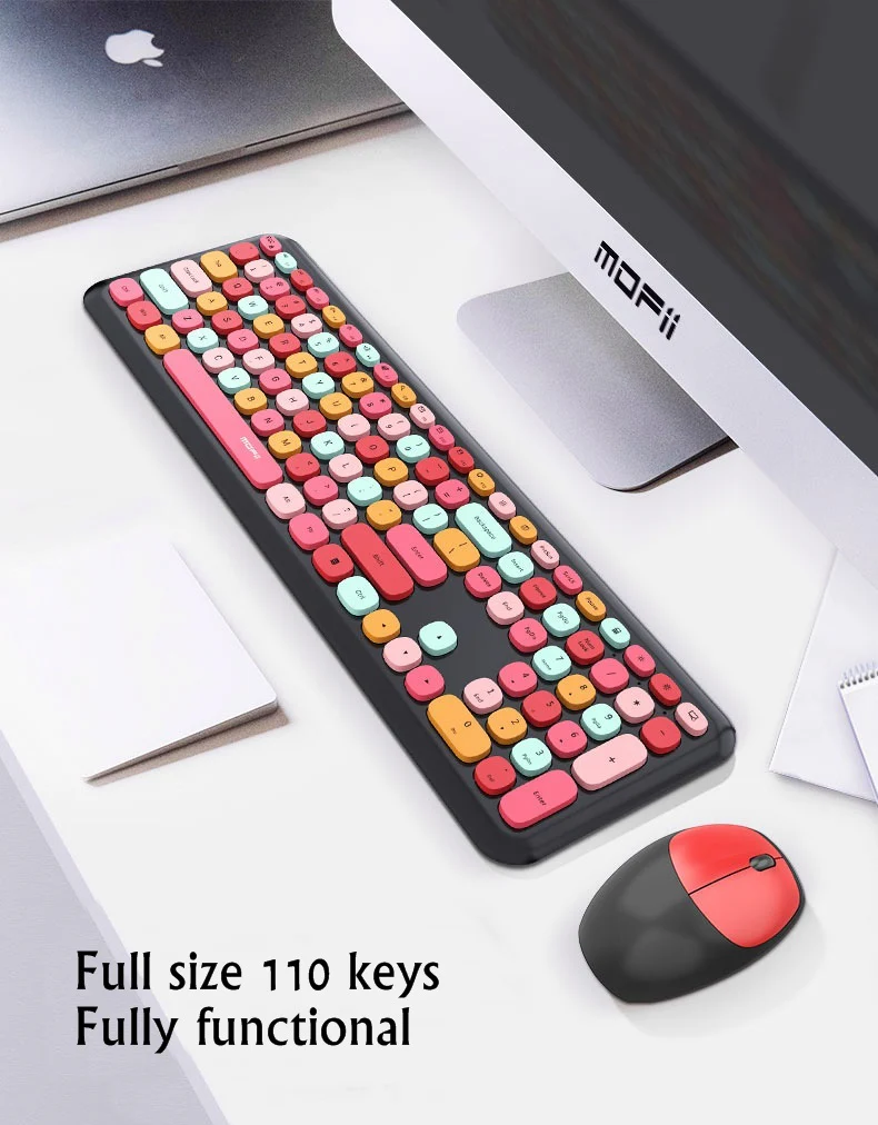 Deluxe Colourful Wireless Mechanical Keyboard and Mouse Combo Set (Green Mixed) - Image 14