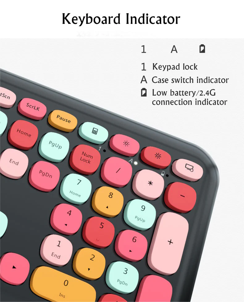 Deluxe Colourful Wireless Mechanical Keyboard and Mouse Combo Set (Purple Mixed) - Image 10