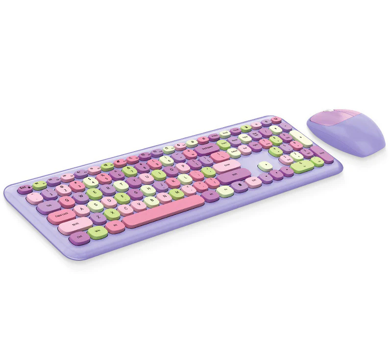 Deluxe Colourful Wireless Mechanical Keyboard and Mouse Combo Set (Purple Mixed) - Image 7