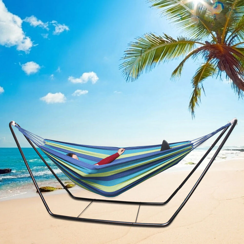 Deluxe Double Hammock and Premium Steel Stand Combo Set (Blue) - Image 5