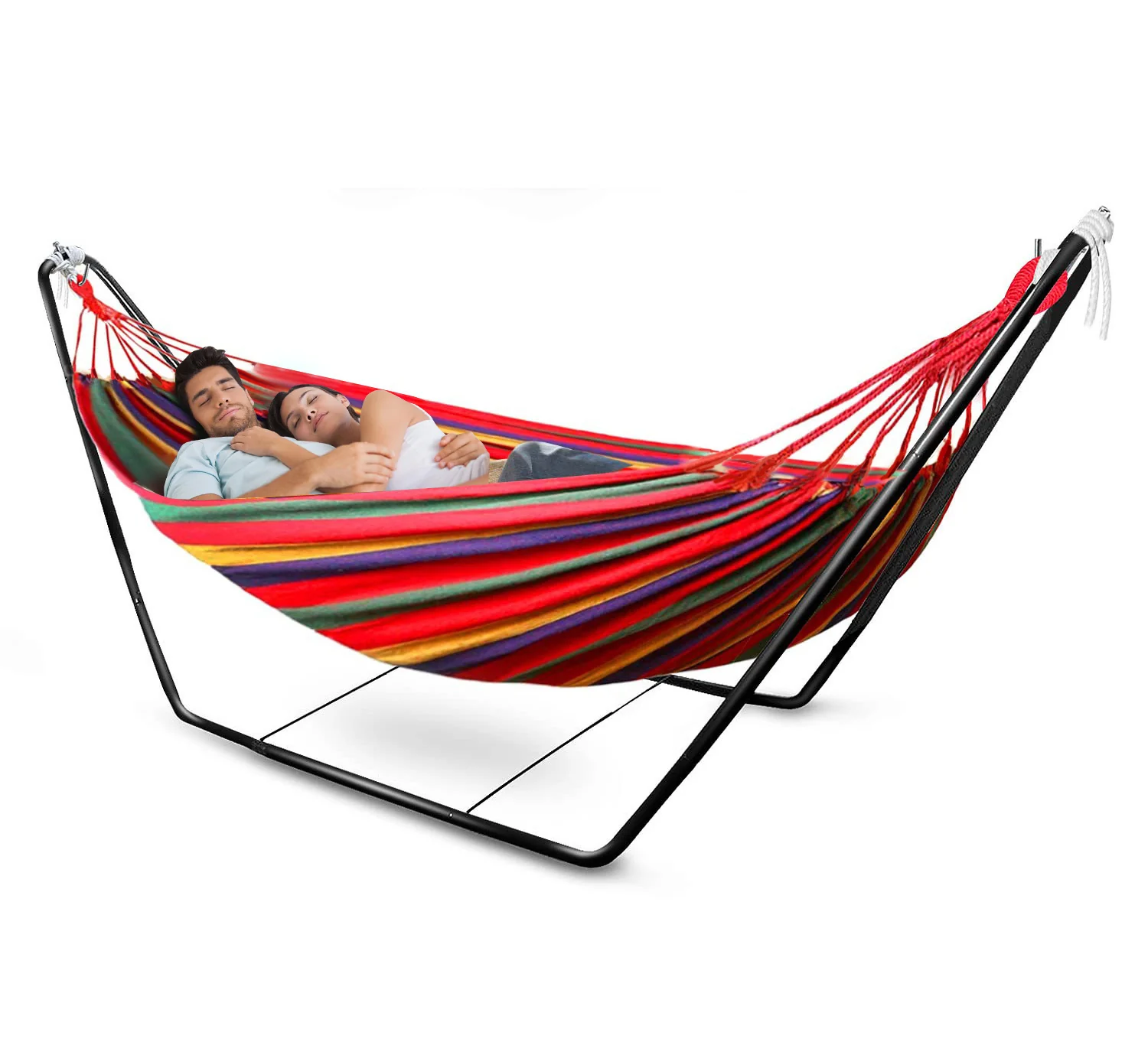 Deluxe Double Hammock and Premium Steel Stand Combo Set (Red) - Image 10
