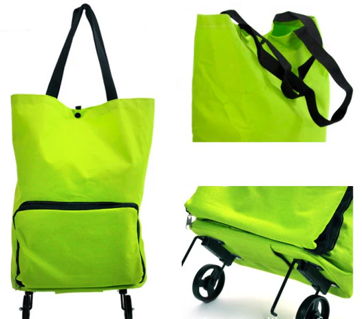 Deluxe Foldable Trolley Bag Travel Shopping Folding Luggage Suitcase Fits in Handbag - Image 4