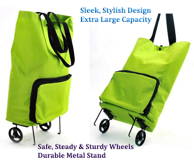 Deluxe Foldable Trolley Bag Travel Shopping Folding Luggage Suitcase Fits in Handbag - Image 5