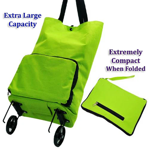 Deluxe Foldable Trolley Bag Travel Shopping Folding Luggage Suitcase Fits in Handbag - Image 7