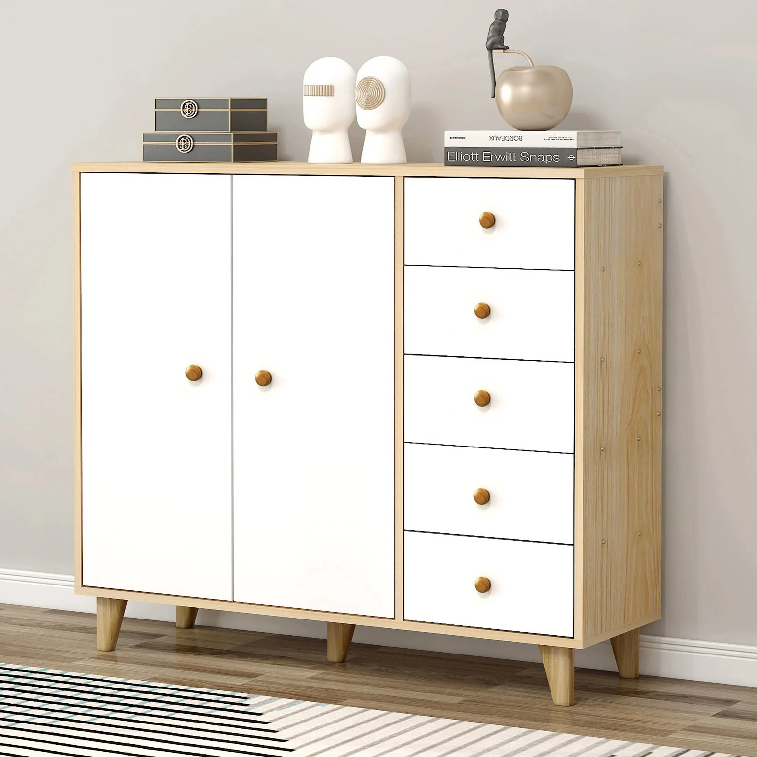 Deluxe Large Unity Chest of Drawers and Cabinet (White) - Image 6