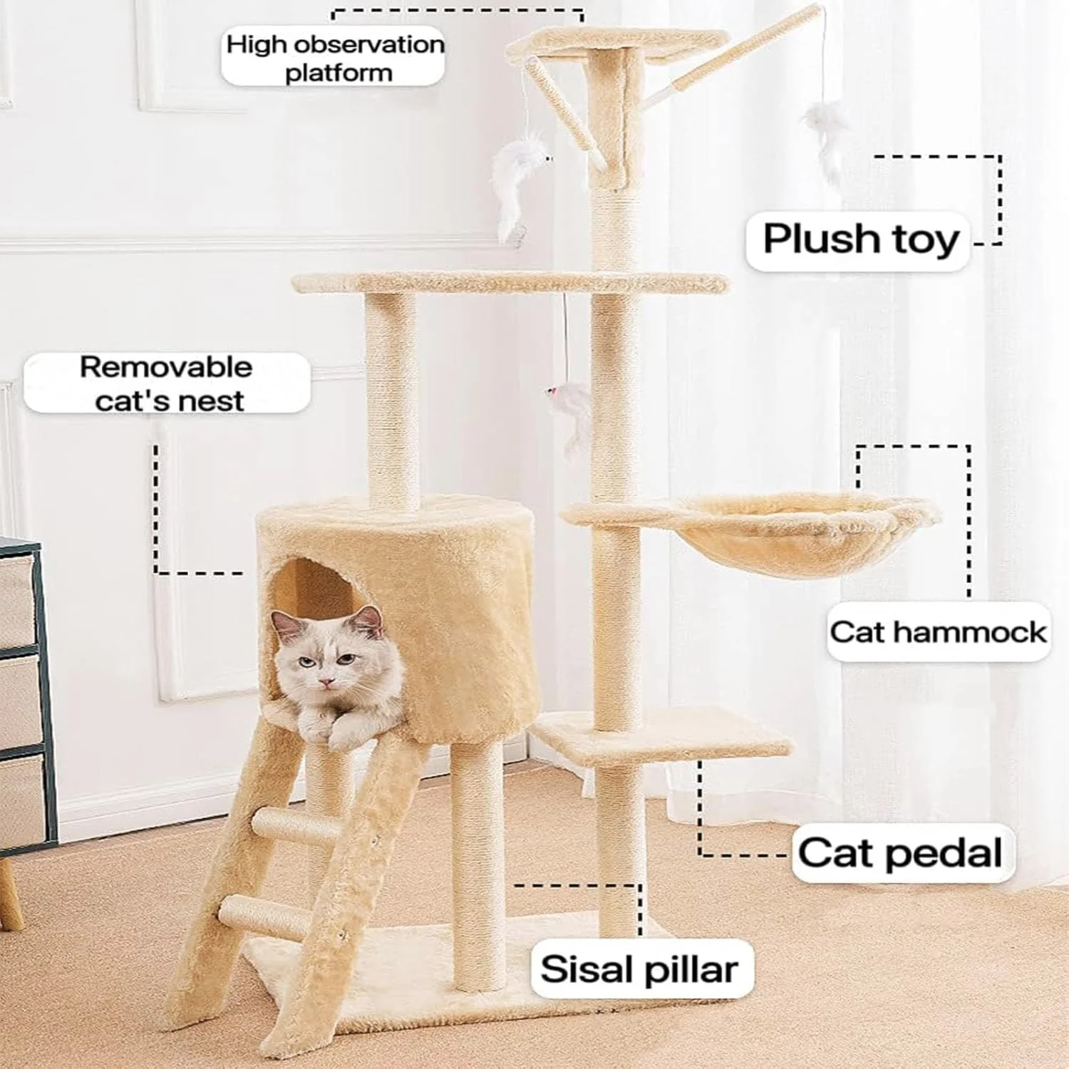 Deluxe Multi-Level Cat Tree Tower with Scratching Posts - Image 3