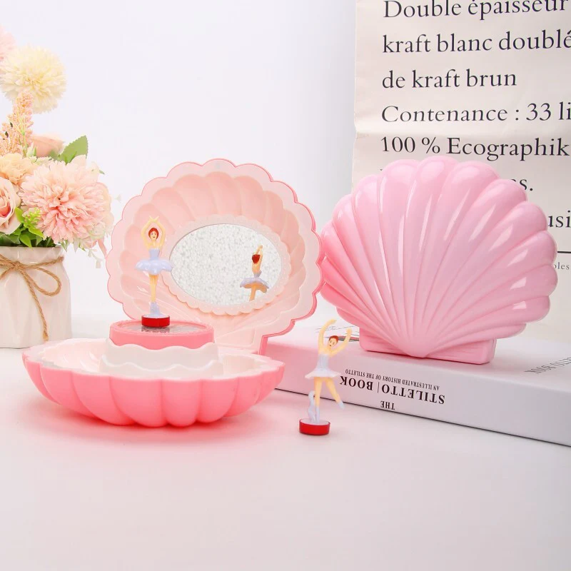 Deluxe Multifunction Dancing Ballerina Shell Music Box Jewellery Organiser (Pink) - Image 11