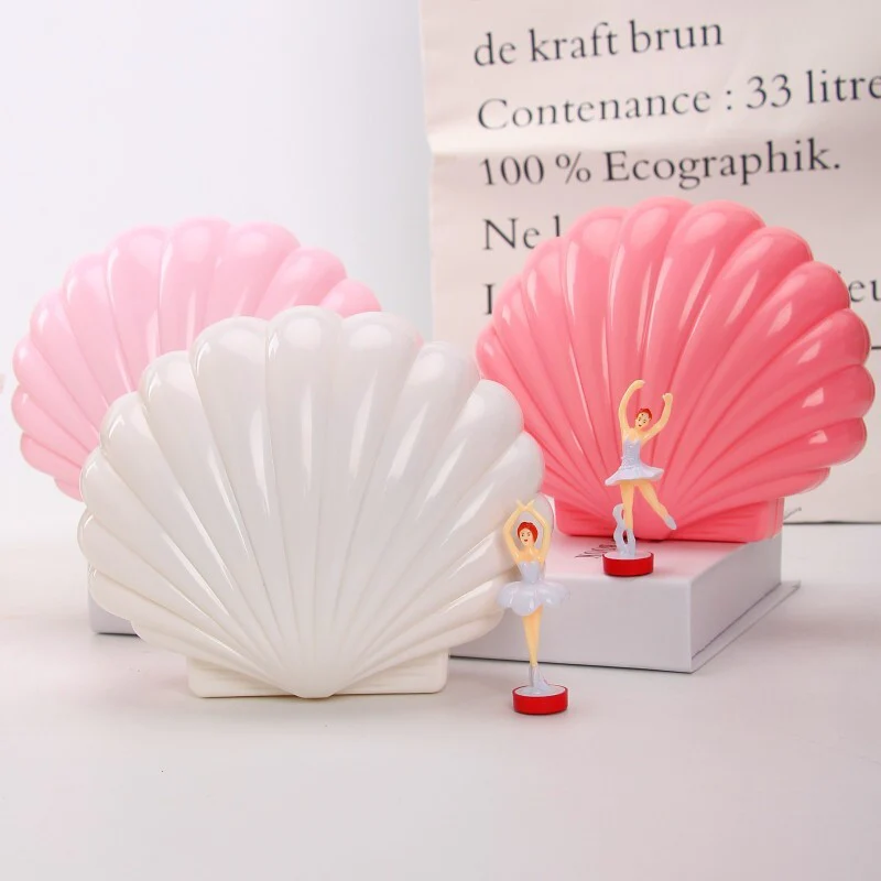 Deluxe Multifunction Dancing Ballerina Shell Music Box Jewellery Organiser (Pink) - Image 6
