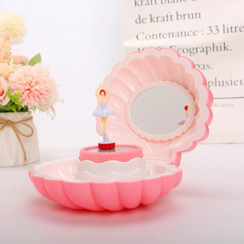 Deluxe Multifunction Dancing Ballerina Shell Music Box Jewellery Organiser (Pink) - Image 9