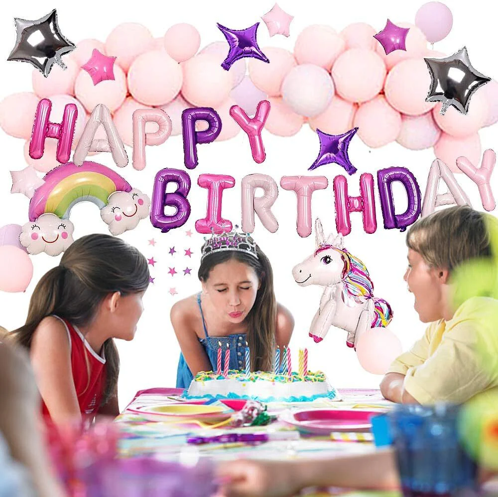 Deluxe Princess Pink Happy Birthday Party Celebration Decorations Balloons Set - Image 3
