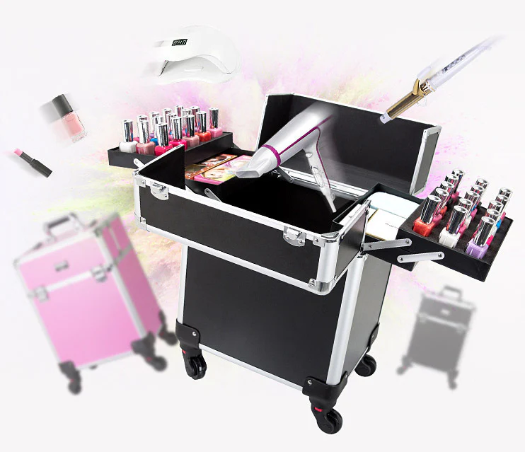 Deluxe Professional Beauty Makeup Cosmetic Suitcase Travel Organizer Luggage - Image 15