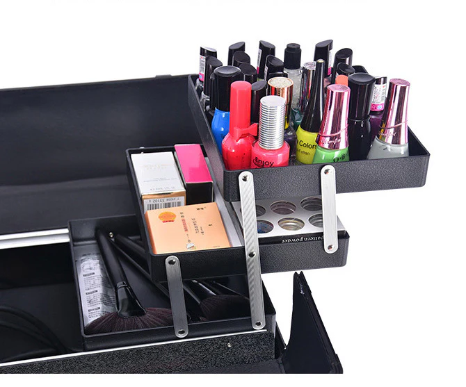 Deluxe Professional Beauty Makeup Cosmetic Suitcase Travel Organizer Luggage - Image 16