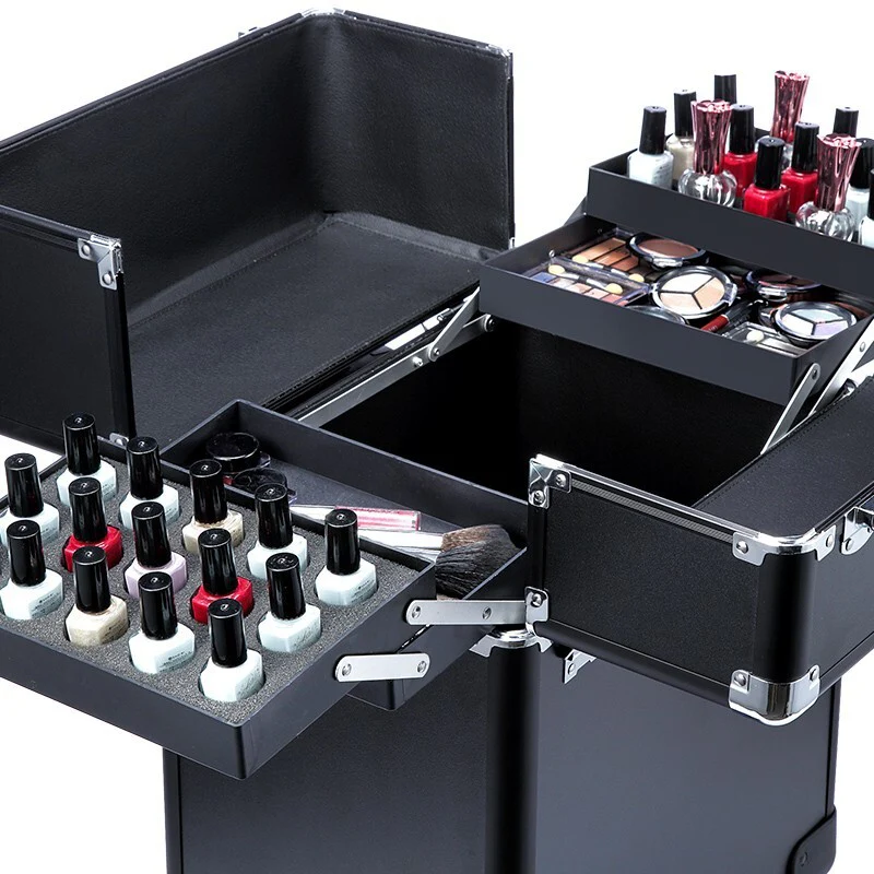 Deluxe Professional Beauty Makeup Cosmetic Suitcase Travel Organizer Luggage - Image 17