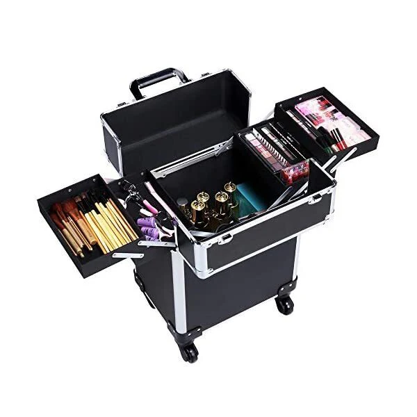 Deluxe Professional Beauty Makeup Cosmetic Suitcase Travel Organizer Luggage - Image 2