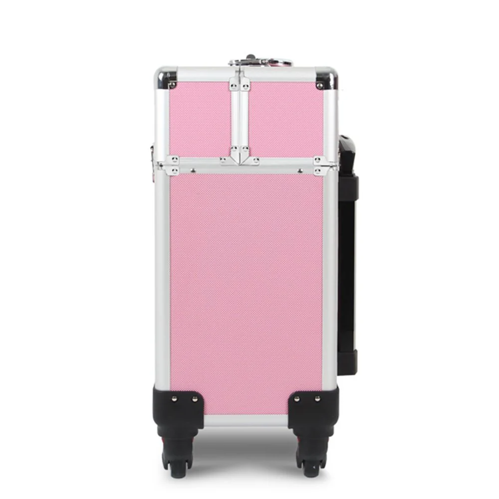 Deluxe Professional Beauty Makeup Cosmetic Suitcase Travel Organizer Luggage (Pink) - Image 14