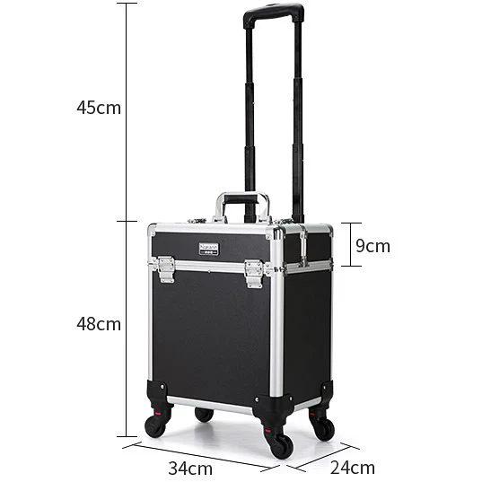 Deluxe Professional Beauty Makeup Cosmetic Suitcase Travel Organizer Luggage (Pink) - Image 17