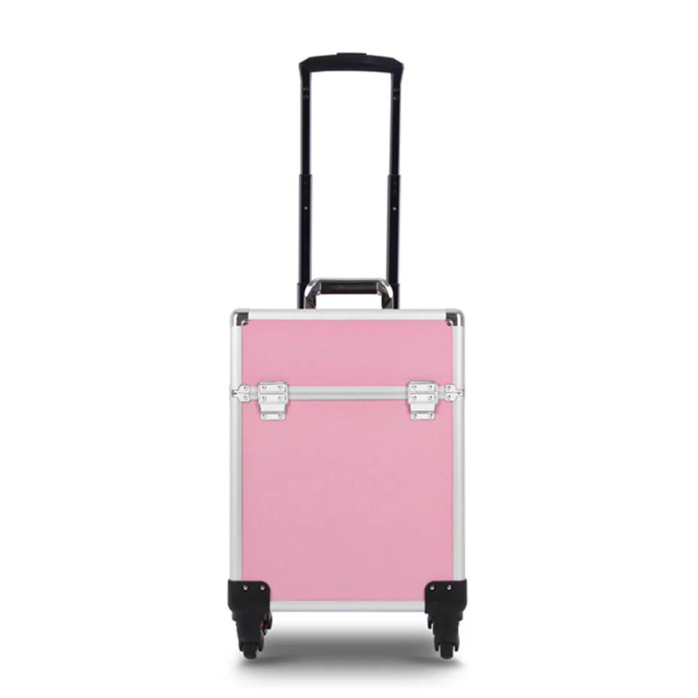 Deluxe Professional Beauty Makeup Cosmetic Suitcase Travel Organizer Luggage (Pink) - Image 8